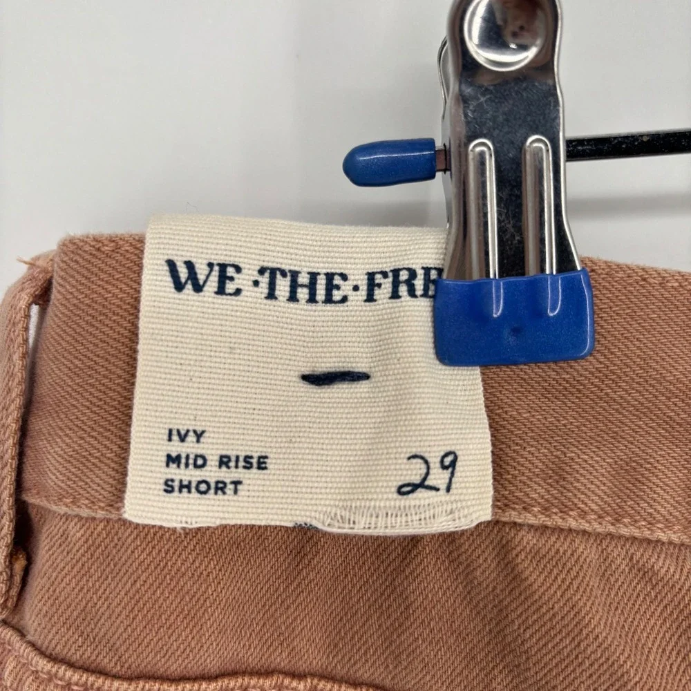 WE THE FREE By Free People Ivy Mid-Rise Button Fly Shorts Tan/Brown Size 29 NWT